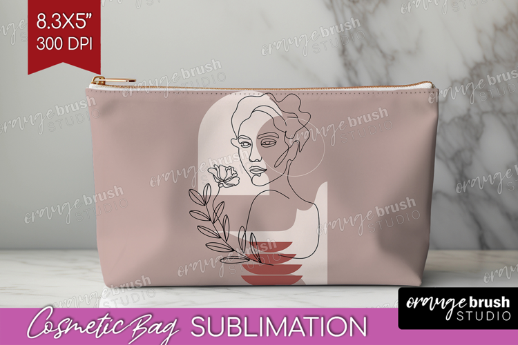 Line Art Woman Cosmetic Bag - Minimalist Makeup Bag PNG