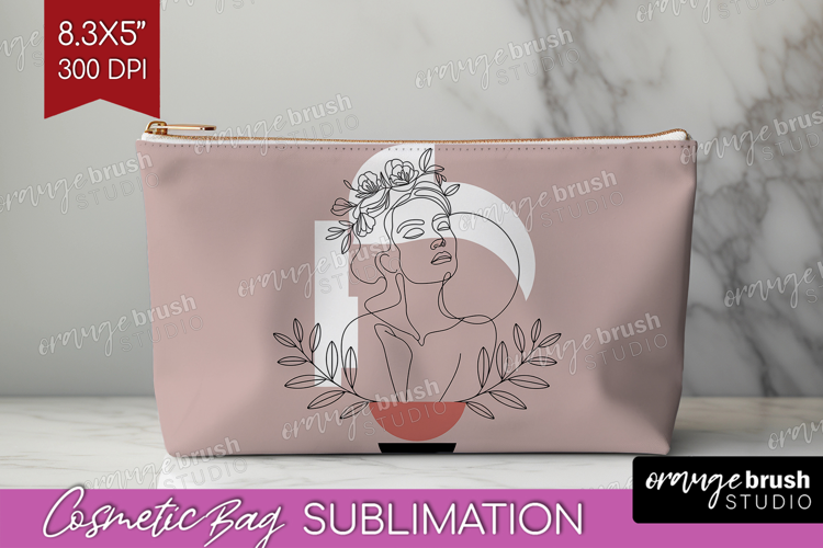 Line Art Woman Cosmetic Bag - Minimalist Makeup Bag PNG