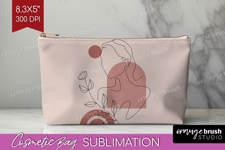 Line Art Woman Cosmetic Bag - Minimalist Makeup Bag PNG
