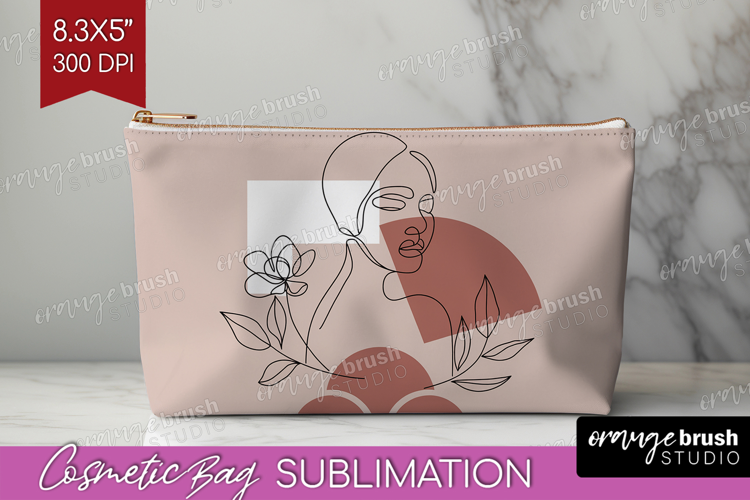Line Art Woman Cosmetic Bag - Minimalist Makeup Bag PNG