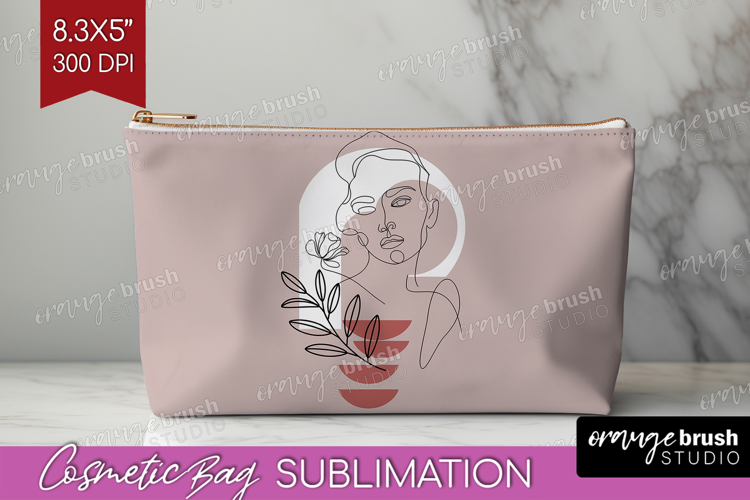 Line Art Woman Cosmetic Bag - Minimalist Makeup Bag PNG