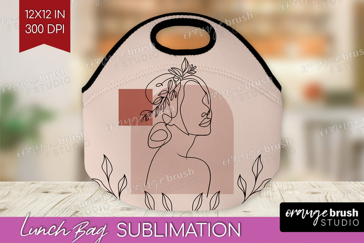 Line Art Woman Lunch Bag - Minimalist Lunch Bug PNG