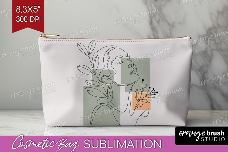 Line Art Woman Cosmetic Bag - Minimalist Makeup Bag PNG