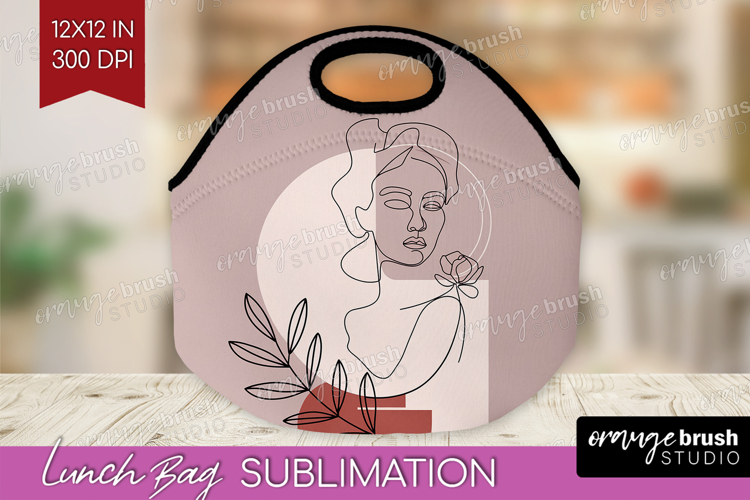 Line Art Woman Lunch Bag - Minimalist Lunch Bug PNG