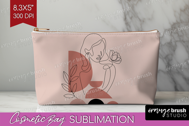 Line Art Woman Cosmetic Bag - Minimalist Makeup Bag PNG