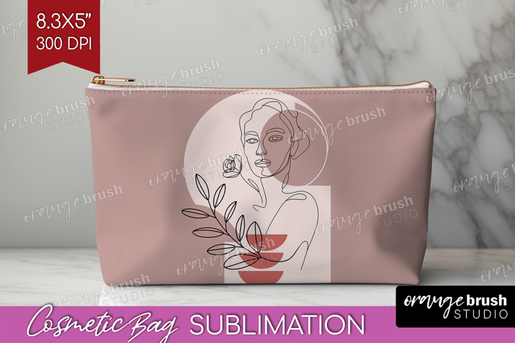 Line Art Woman Cosmetic Bag - Minimalist Makeup Bag PNG