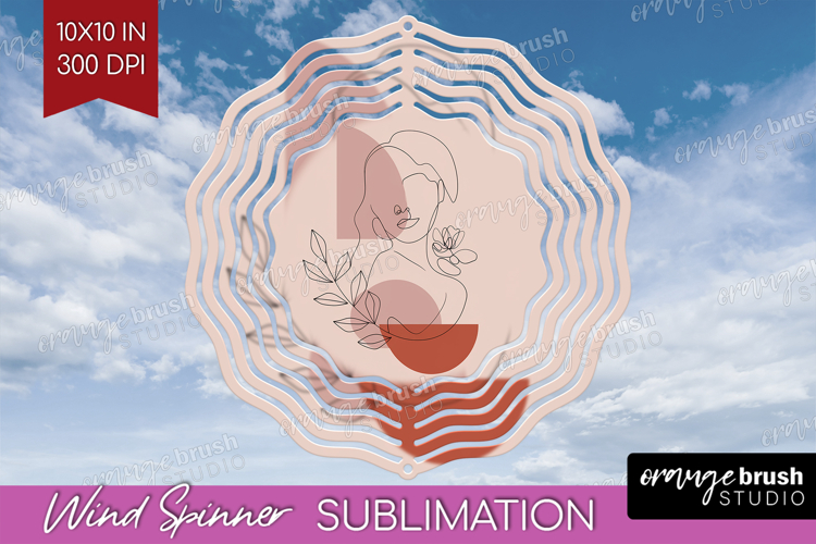 Line Art Woman Wind Spinner Sublimation PNG - Minimalist