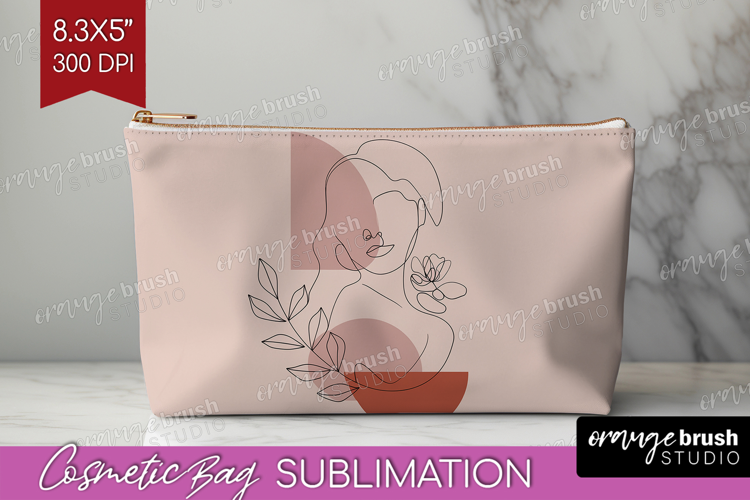 Line Art Woman Cosmetic Bag - Minimalist Makeup Bag PNG