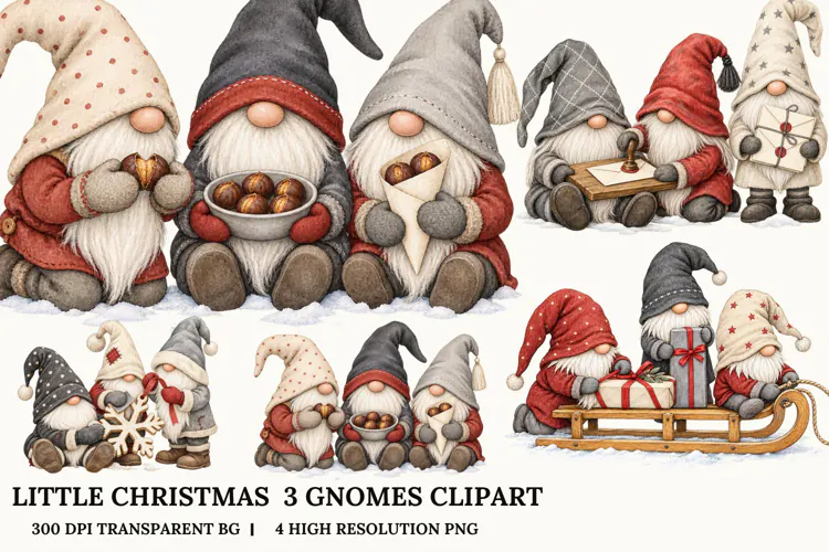 Highland Cow Christmas Clipart, Santa Hat Scarf Cow PNG