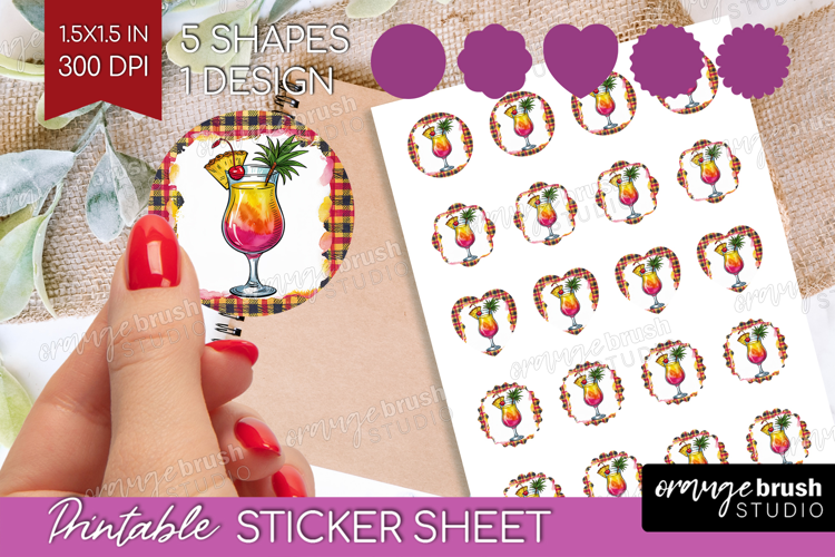 Mai Tai Cocktail Round Sticker Summer Drink Printable