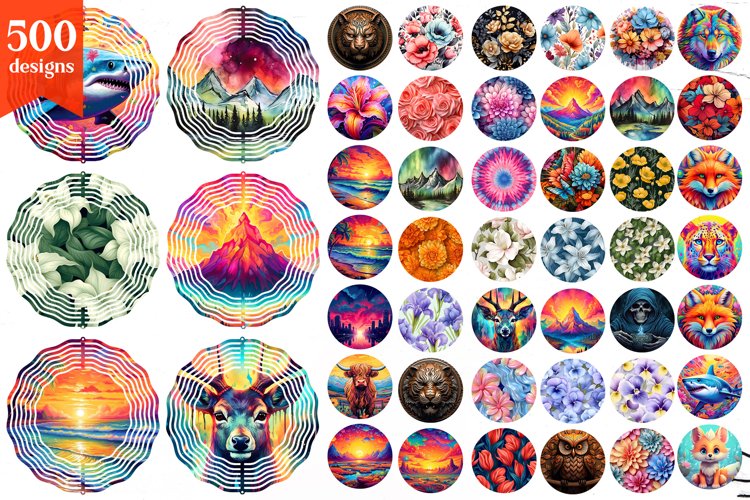 Round Wind Spinner Sublimation Bundle | Wind Spinner PNG