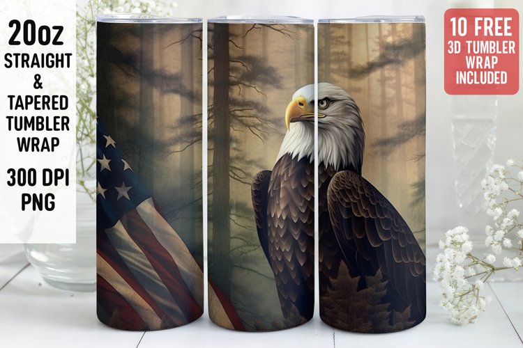 3D Eagle Tumbler Wrap | 3D Patriotic Tumbler Wrap