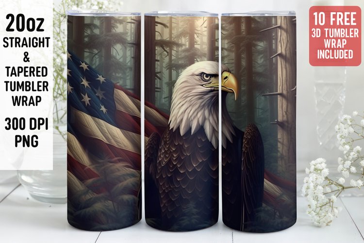 3D Eagle Tumbler Wrap | 3D Patriotic Tumbler Wrap