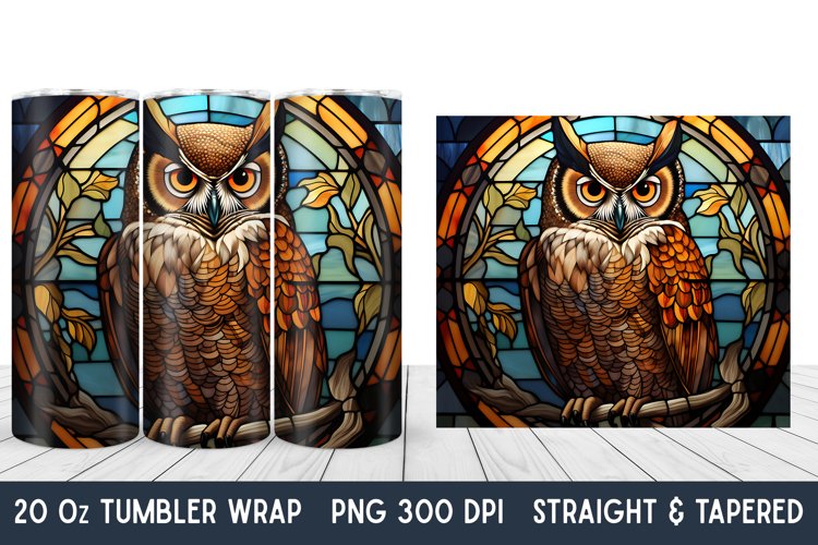 Owl Stained Glass Tumbler Wrap | Tumbler Wrap | Sublimation