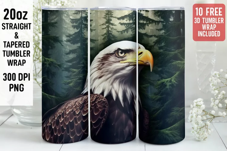 3D Eagle Tumbler Wrap | 3D Patriotic Tumbler Wrap