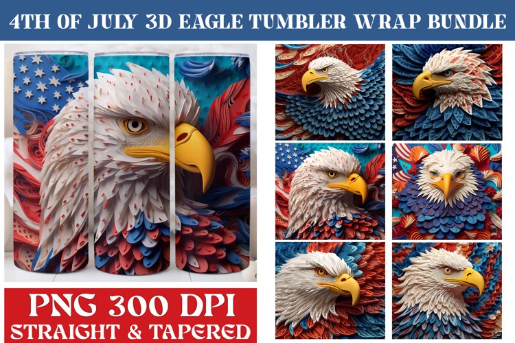 3D Eagle Tumbler Wrap | 4th of July | 3D Tumbler Wrap