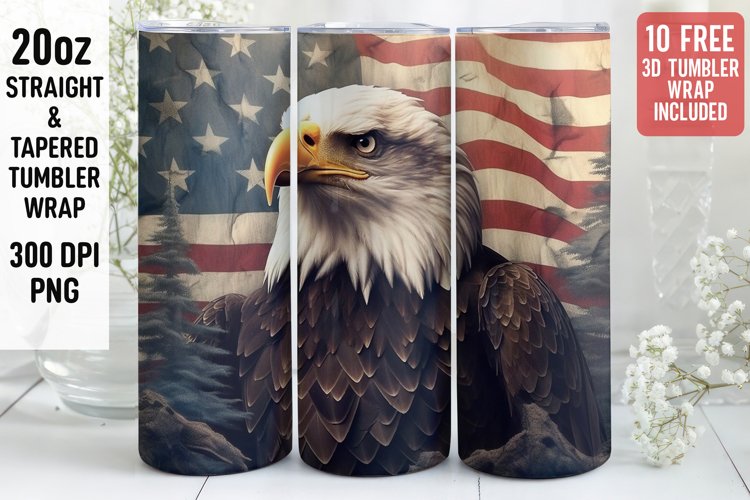 3D Eagle Tumbler Wrap | 3D Patriotic Tumbler Wrap
