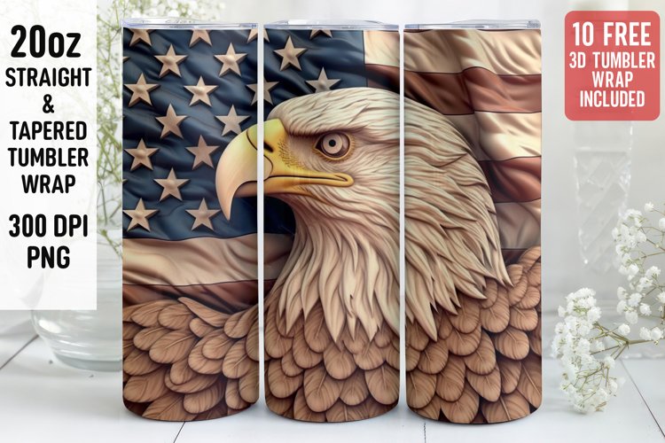 3D Eagle Tumbler Wrap | 3D Patriotic Tumbler
