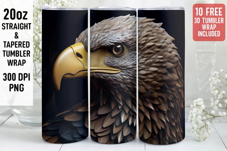 3D Eagle Tumbler Wrap | 3D Tumbler wrap | 3d Sublimation