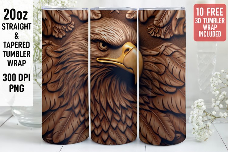 3D Eagle Tumbler Wrap | 3D Tumbler wrap | 3d Sublimation