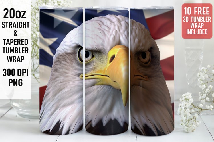 3D Eagle Tumbler Wrap | 3D Patriotic Tumbler example image 1