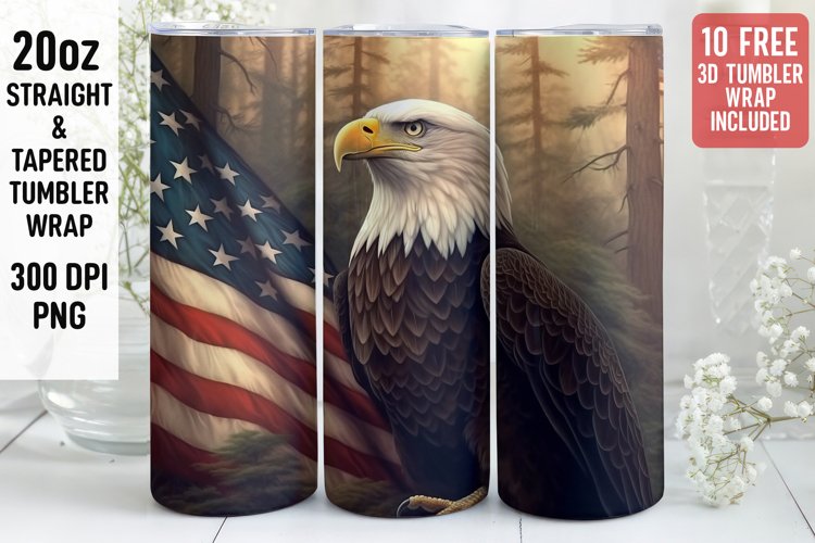 3D Eagle Tumbler Wrap | 3D Patriotic Tumbler Wrap