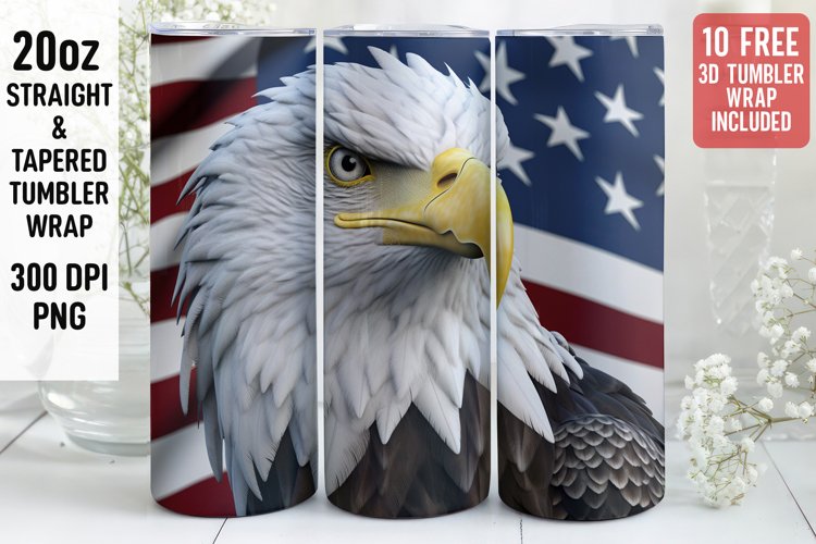 3D Eagle Tumbler Wrap | 3D Patriotic Tumbler example image 1