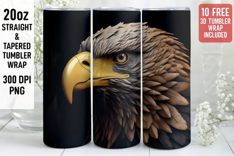3D Eagle Tumbler Wrap | 3D Tumbler wrap | 3d Sublimation