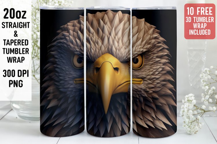 3D Eagle Tumbler Wrap | 3D Tumbler wrap | 3d Sublimation