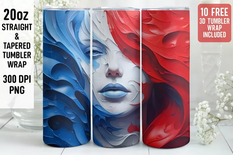 3D Tumbler Wrap | 3D Patriotic Tumbler Wrap