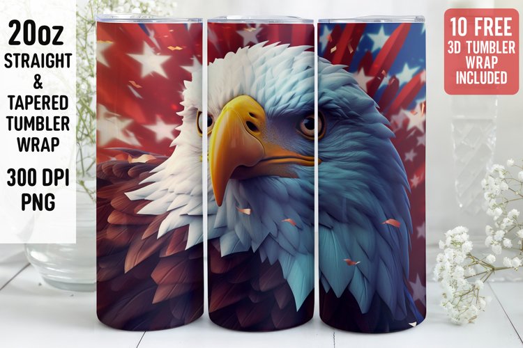 3D Eagle Tumbler Wrap | 3D Patriotic Tumbler Wrap | 3D