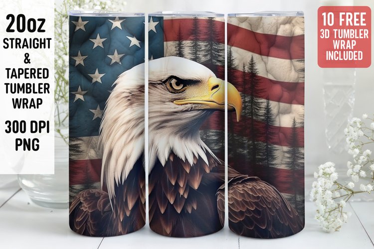 3D Eagle Tumbler Wrap | 3D Patriotic Tumbler Wrap