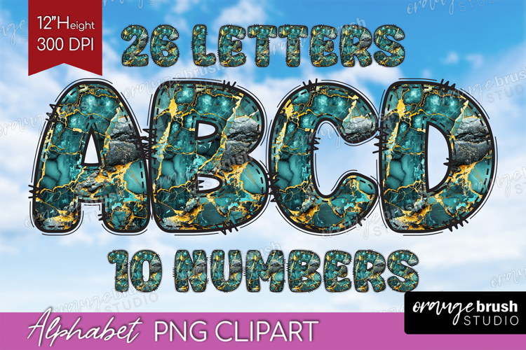 Marble Doodle Aphabet Clipart - Marble Texture Letters PNG