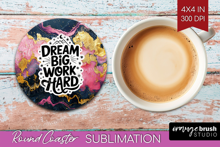Inspirational Quote Round Coaster - Marble Texture Coaster