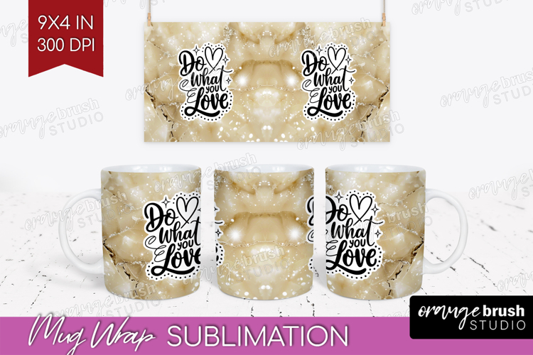 Inspirational Quote Mug Wrap - Marble Texture Mug PNG