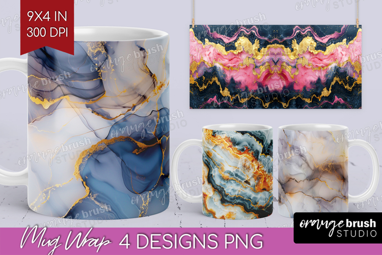 Marble Texture Mug Wrap - Stone Texture Mug PNG Sublimation