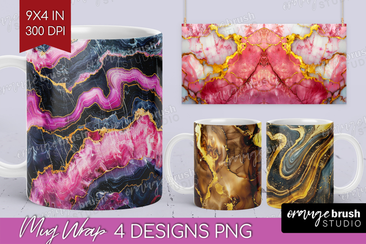 Marble Texture Mug Wrap - Stone Texture Mug PNG Sublimation