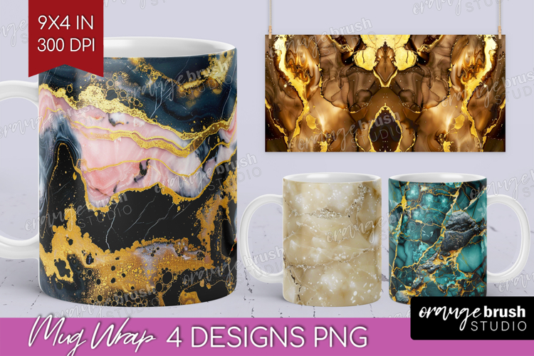 Marble Texture Mug Wrap - Stone Texture Mug PNG Sublimation