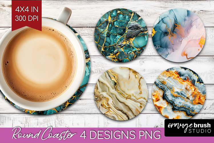 Marble Texture Round Coaster - Stone Texture Coaster PNG