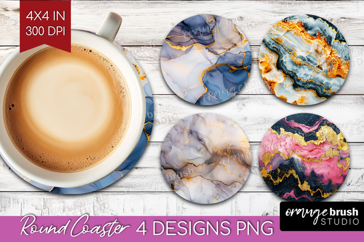 Marble Texture Round Coaster - Stone Texture Coaster PNG