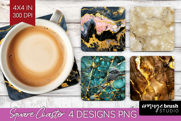 Marble Texture Square Coaster - Stone Texture Coaster PNG