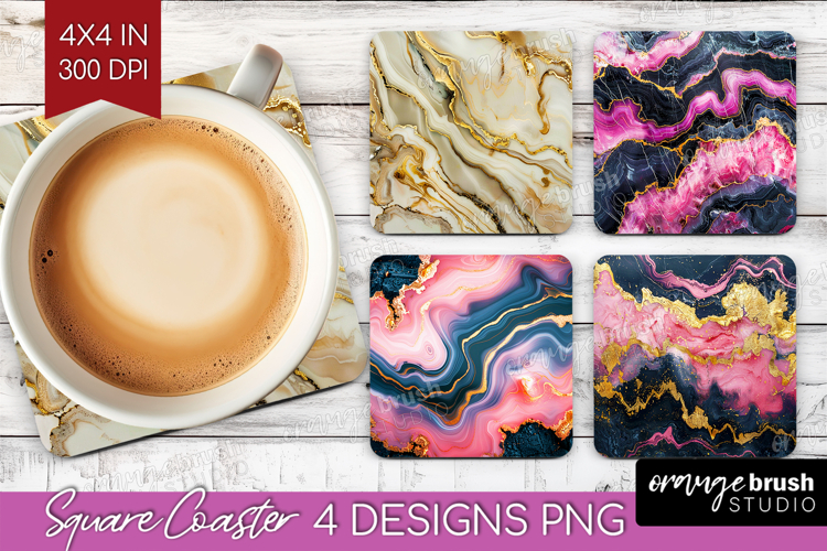 Marble Texture Square Coaster - Stone Texture Coaster PNG
