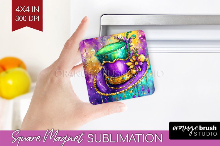 Mardi Gras Magnet Sublimation - Carnival Square Magnet PNG