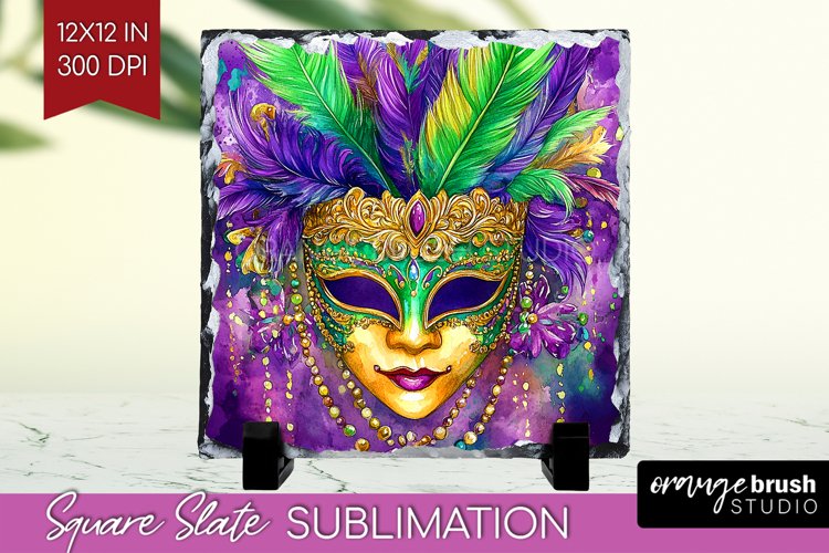 Mardi Gras Slate PNG - Carnival Square Slate Sublimation