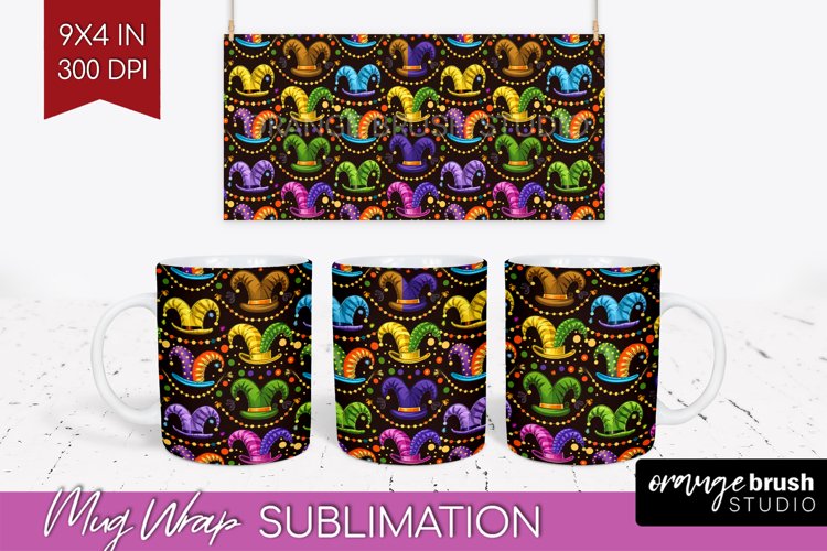 Mardi Gras Mug Wrap - Carnival Mug PNG Sublimation
