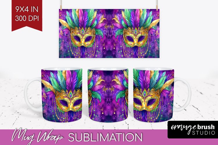 Mardi Gras Mug Wrap - Carnival Mug PNG Sublimation