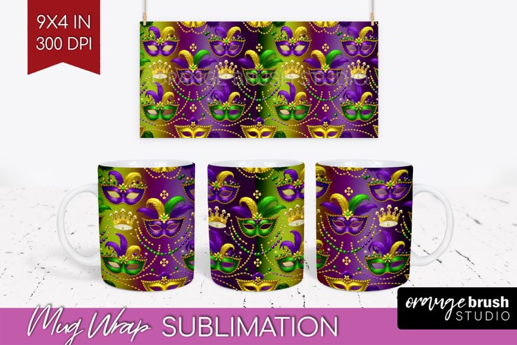 Mardi Gras Mug Wrap - Carnival Mug PNG Sublimation