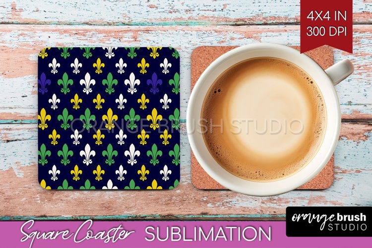 Mardi Gras Square Coaster - Carnival Coaster PNG Sublimation