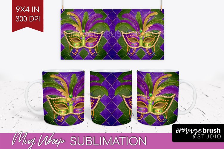 Mardi Gras Mug Wrap - Carnival Mug PNG Sublimation