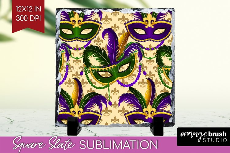 Mardi Gras Slate PNG - Carnival Square Slate Sublimation